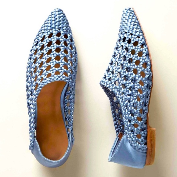 Anthropologie Shoes - NEW Anthropologie Bibi Lou Woven Pointed Toe Flats Celeste Sky Blue SZ 37